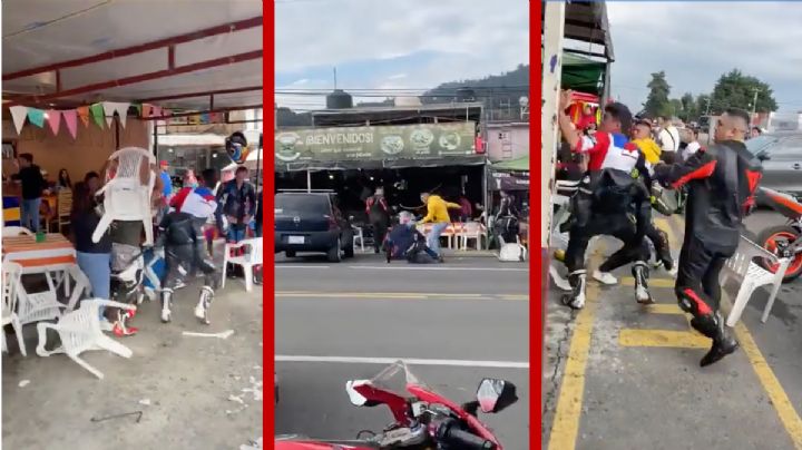 Bikers arman pelea campal en Tres Marías; se dan hasta con la silla | VIDEO