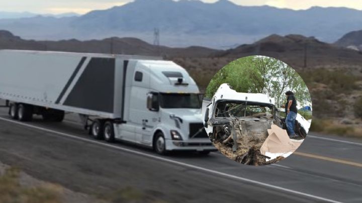 Trailero se salva de morir en el Méx 2; evita chocar de frente contra colega y se sale del camino