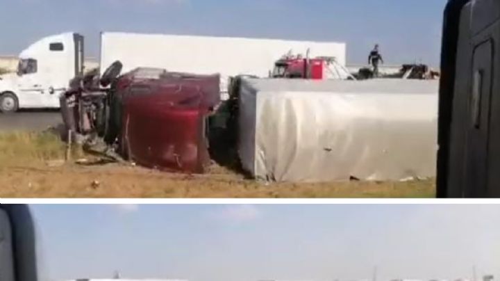 Tráiler se vuelca en la carretera interestatal 35; queda sobre el camellón | VIDEO