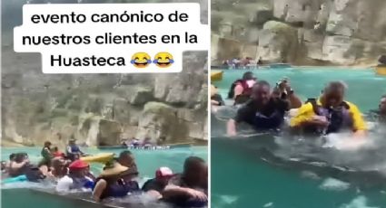 Pasajeros de canoa turística se hunden como el Titánic, en la Huasteca Potosina | VIDEO