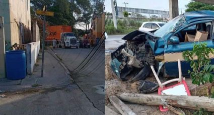 Trailero madruga y arrasa con todo a su paso; tumbó árboles, postes y carros