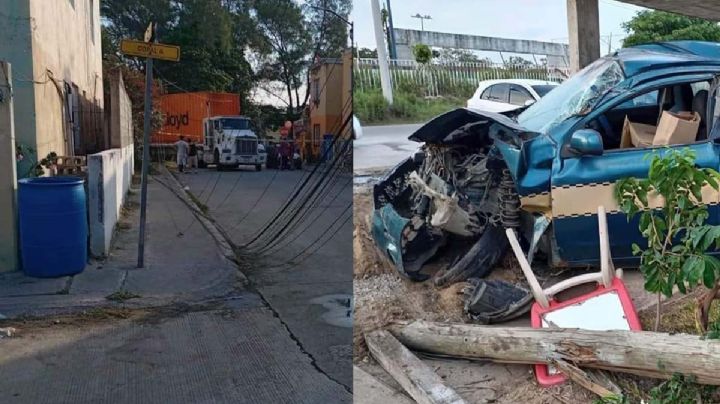 Trailero madruga y arrasa con todo a su paso; tumbó árboles, postes y carros