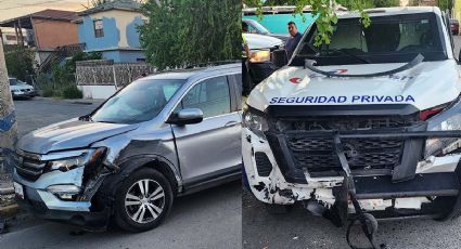 Nuevo Laredo: camioneta de seguridad privada se pasa alto y choca; dejó a mujer herida