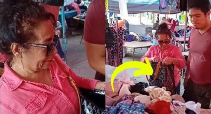 Captan a mujer robando ropa de paca en mercado y la enfrentan | VIDEO