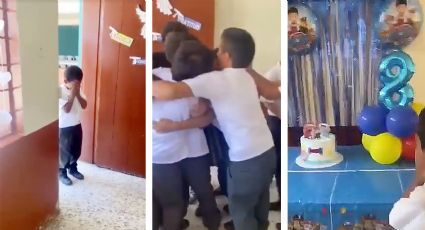 Llora de alegría por fiesta sorpresa en su escuela; niño nunca había celebrado un cumpleaños | VIDEO