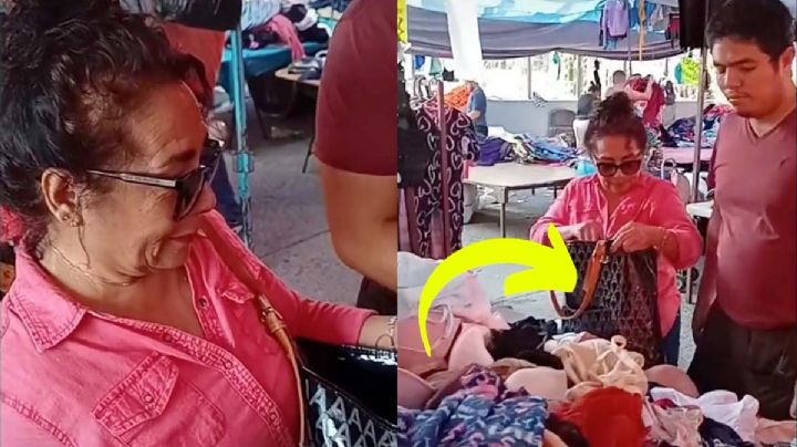 Captan a mujer robando ropa de paca en mercado y la enfrentan | VIDEO