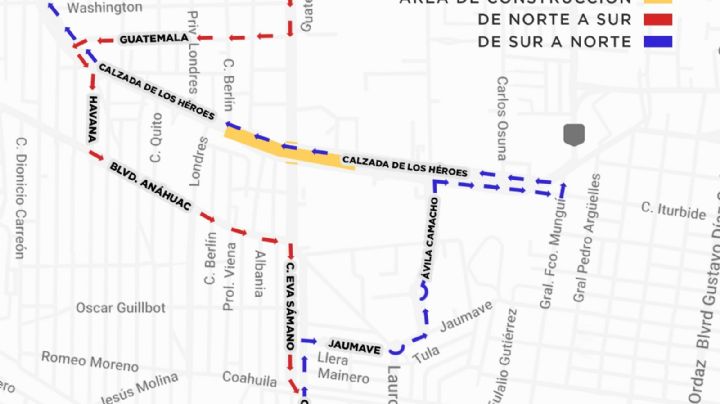 Estas son las rutas alternas por construcción del puente sobre avenida Eva Sámano