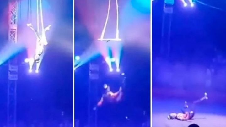 Trapecista cae al suelo en peligrosa rutina de circo | Imágenes fuertes
