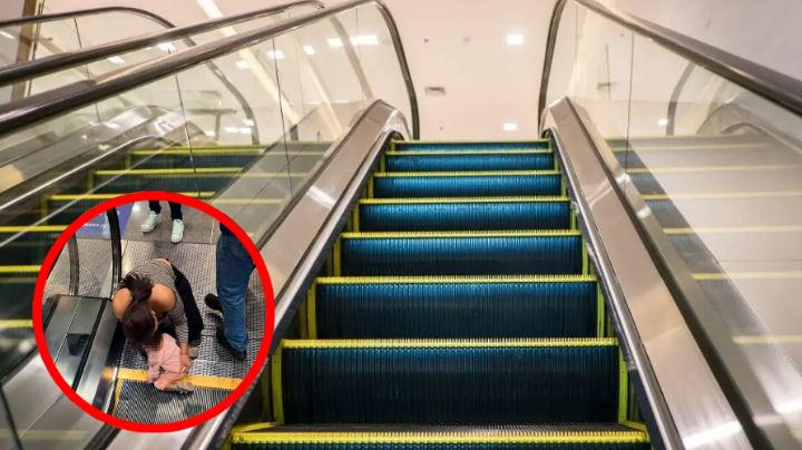 Bebé de 2 años queda atrapada de una manita en escalera eléctrica | VIDEO