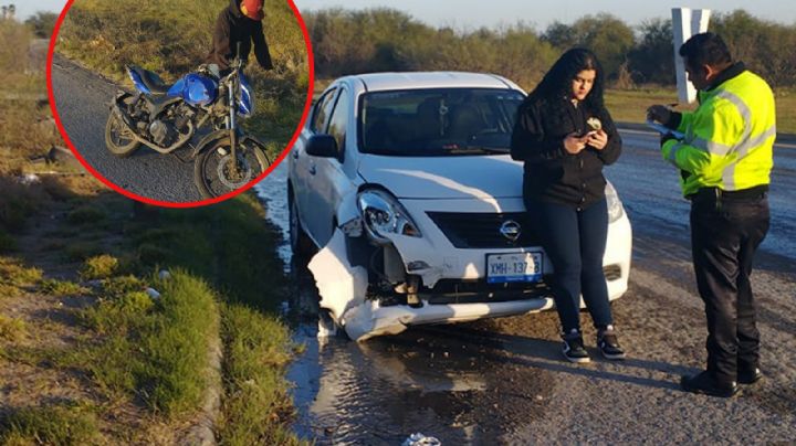 Chofer va en sentido contrario y atropella a motociclista en Carretera Nacional