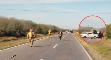 Fuerte volcadura en la carretera de Tamaulipas; diversas corporaciones se dieron cita en el sitio