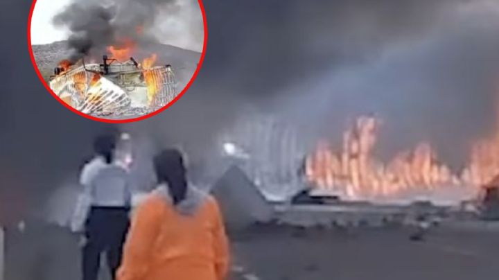 Chocan tráileres de frente y arden en llamas; hay muertos