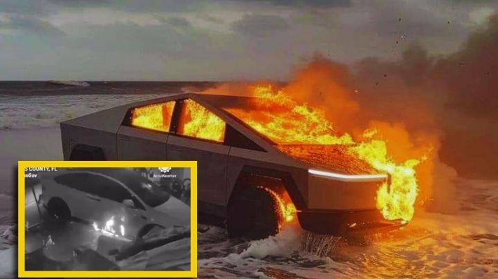 Auto Tesla se incendia violentamente en un garaje inundado por el huracán Helene | VIDEO