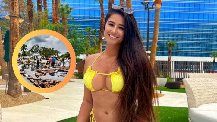 Modelo de 2 metros de altura genera polémica al 'bromear' sobre el huracán Milton | VIDEO