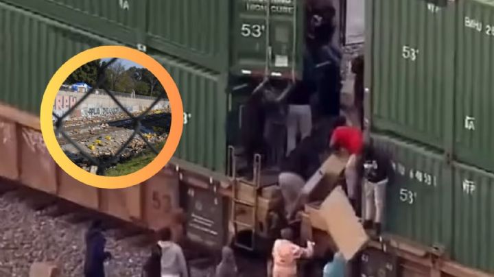 Decenas de ladrones saquean un vagón de tren en plena luz del día; hay 6 detenidos | VIDEO