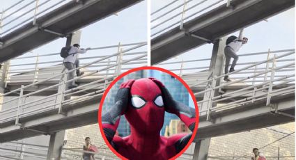 ¿Spider-Man, eres tú?; hombre trepa puente peatonal en vez de subirlo caminando I VIDEO