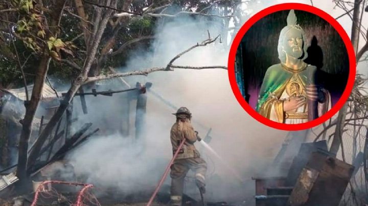 Figura de San Judas Tadeo 'sobrevive' a voraz incendio; resto de la casa quedó en cenizas