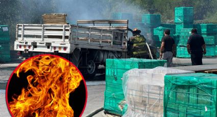 Camión de entregas se incendia en Nuevo Laredo; bomberos actuaron rápido ante el siniestro