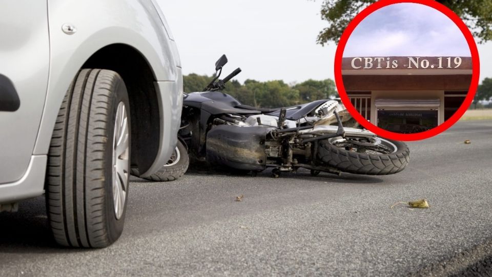 El maestro chocó contra la moto.