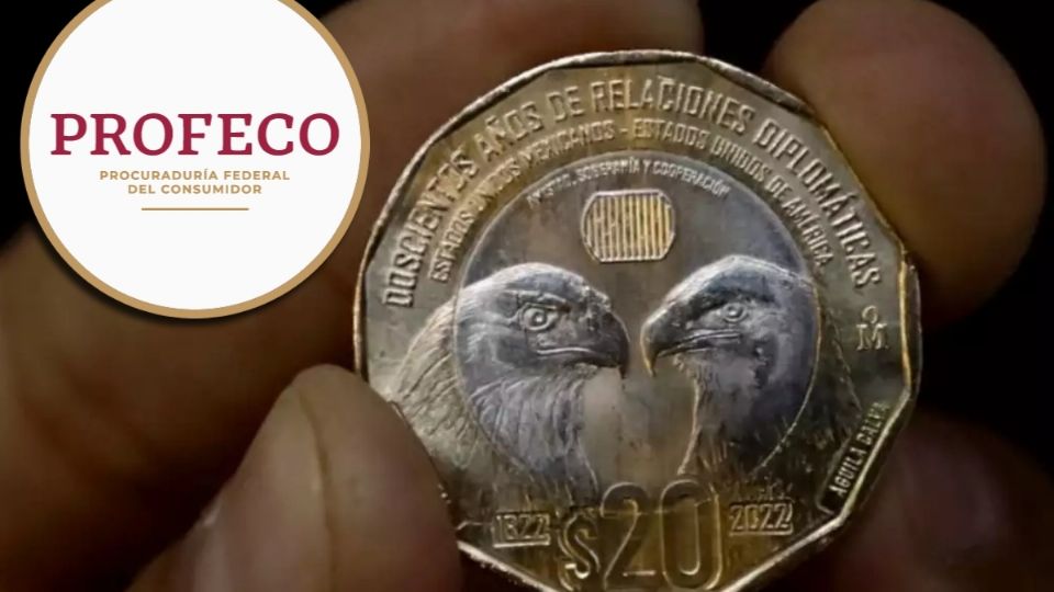 Si te encuentras en la situación de que no te aceptan una moneda de 20 pesos conmemorativa, la Profeco ofrece un mecanismo para defender al consumidor de este atropello