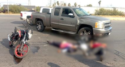 Pareja que viajaba en motocicleta quedó tendida en el asfalto en Carretera a Anáhuac; ¿qué paso?