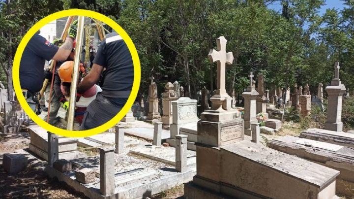 Mujeres caen al interior de una tumba; estaban visitando a sus difuntos por el Día de Muertos