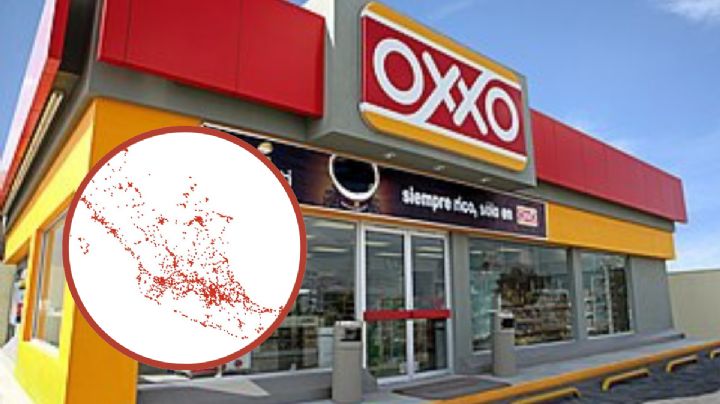 Así se ve el mapa de México trazado con ubicaciones de las tiendas Oxxo