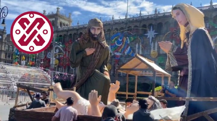 Niño Dios gigante aparece en CDMX; es parte del nacimiento que adorna el Zócalo | VIDEO