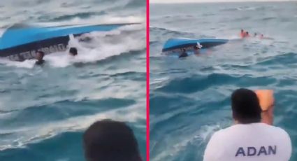 Momento exacto en que barco en Isla Mujeres se hundió; dejó 4 muertos | VIDEO