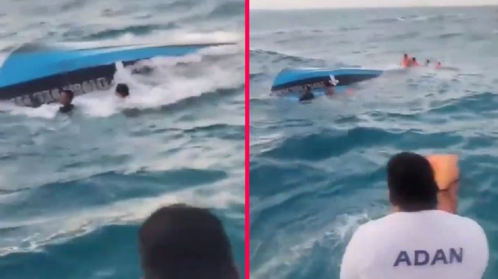 Momento exacto en que barco en Isla Mujeres se hundió; dejó 4 muertos | VIDEO