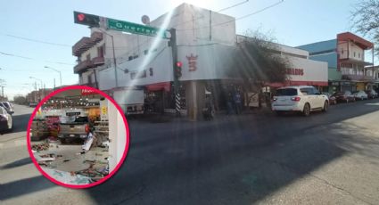 Camioneta se impacta contra zapatería del centro; embarazada se salva de milagro