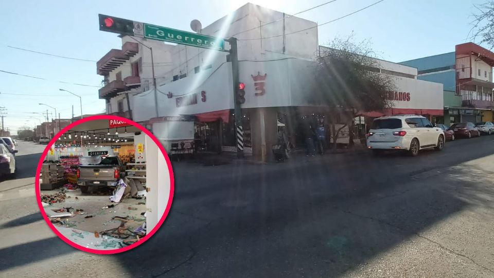 EL conductor de la unidad perdió el control, acelerando para entrar con todo y hasta el fondo del local de zapatos de Nuevo Laredo