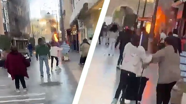 Hombre se baña con gasolina y se quema vivo en pleno centro histórico | VIDEO sensible