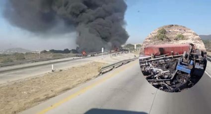 Tráiler se consume hasta fierros en la carretera; reportan la posibilidad de 3 personas sin vida