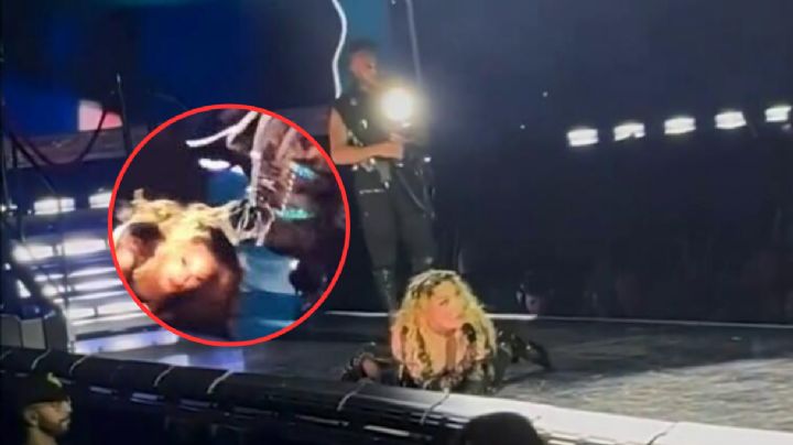 Momento exacto de la aparatosa caída de Madonna; su propio bailarín la tumbó | VIDEO