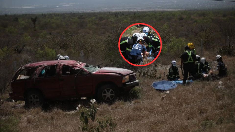 Volcadura en la carretera de García, Nuevo León