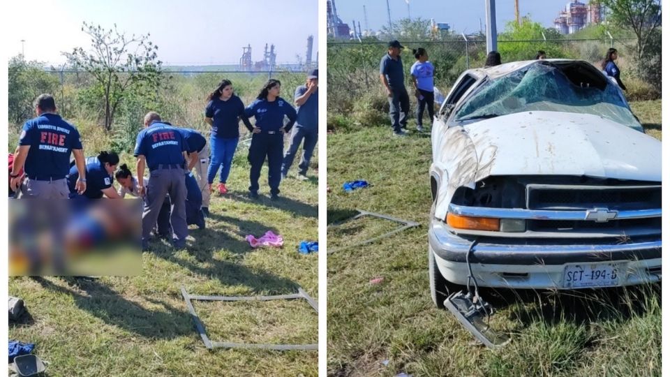 Hay 5 lesionados en la volcadura que se registró en carretera a Reynosa.