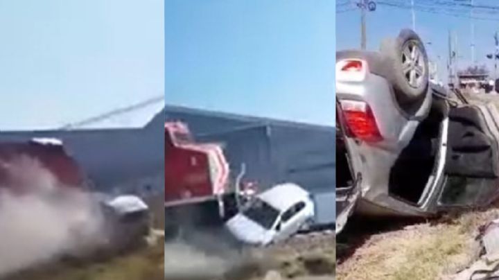 Mujer intenta ganarle el paso al tren, su camioneta resulta embestida y volcada I VIDEO