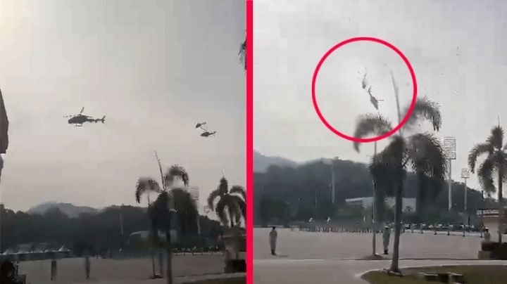 Terrible choque de helicópteros militares en Malasia deja 10 muertos | VIDEO