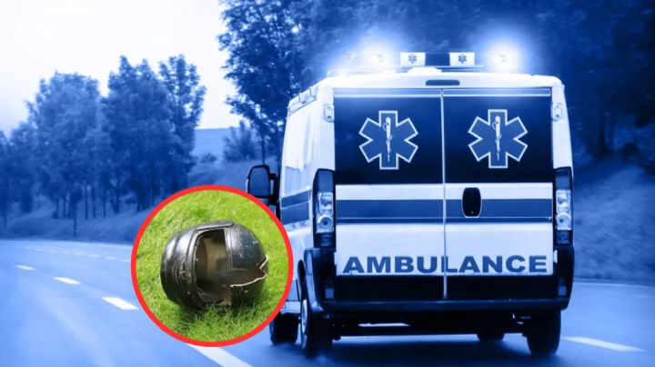 Motociclista se estrella contra barda en Laredo; lo salva el casco