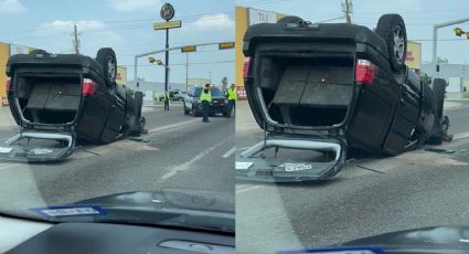 'Coyote' causa aparatoso choque con volcadura en Laredo: traía 7 migrantes