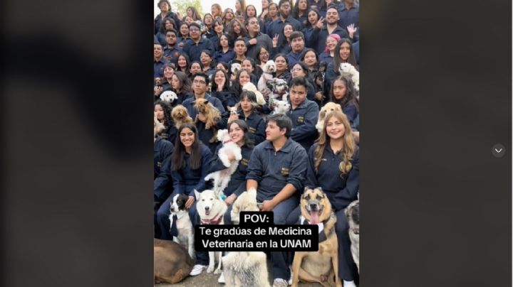 Alumnos de Veterinaria consiguen la mejor foto de generación; posan con sus perritos