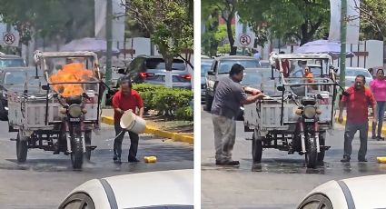 ¿La Coca-Cola es útil para sofocar incendios? 'Héroe' apaga fuego de moto con su 'coquita';  | VIDEO