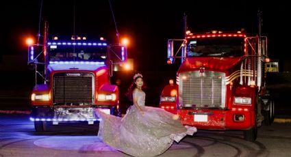 Quinceañera entre tráileres honra la memoria de su padre | FOTOS