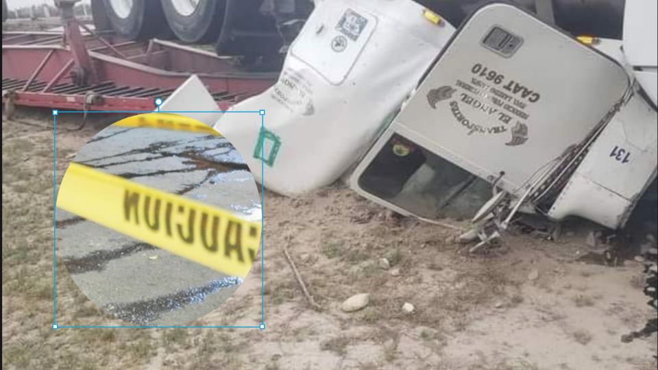 Trailero sufre fuerte percance en la carretera Monterrey-Nuevo Laredo, vía libre