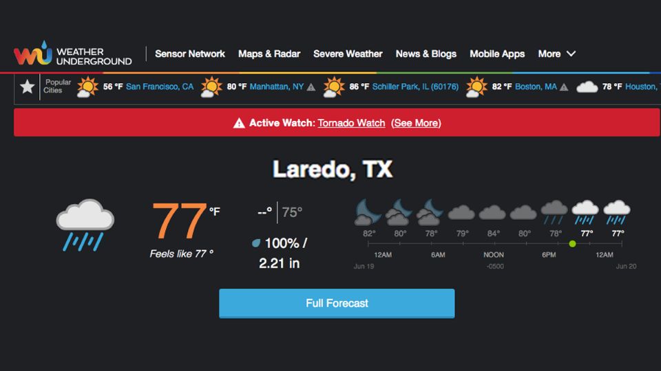 Alerta de tornado en el condado de Webb