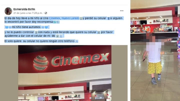 Pequeño con autismo pierde su celular en cine de Nuevo Laredo; madre suplica que se lo devuelvan