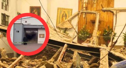 MOMENTO EXACTO en el que colapsa iglesia; padre se salva de milagro | VIDEO