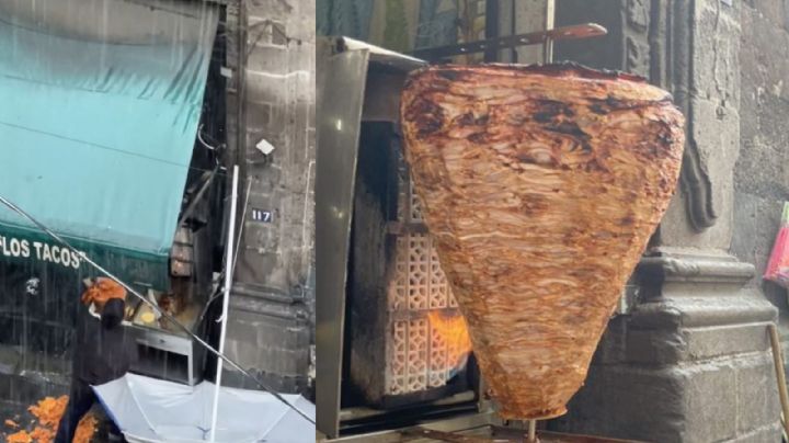 Se les cae el trompo de pastor al suelo, lo recogen y así venden tacos | VIDEO