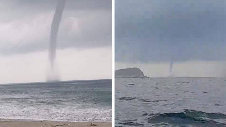 MOMENTO EXACTO en el que se forma espectacular tromba marina en Oaxaca | VIDEO
